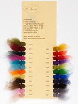 Colour Chart - dyed Austral Merino, carded, fleece