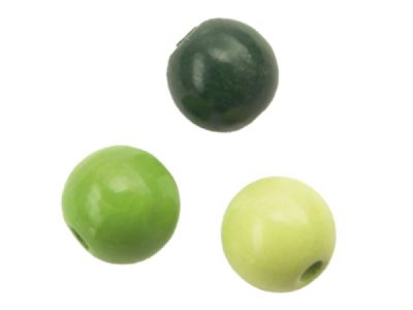 mix of wooden beads - 10 mm - tones of bright green